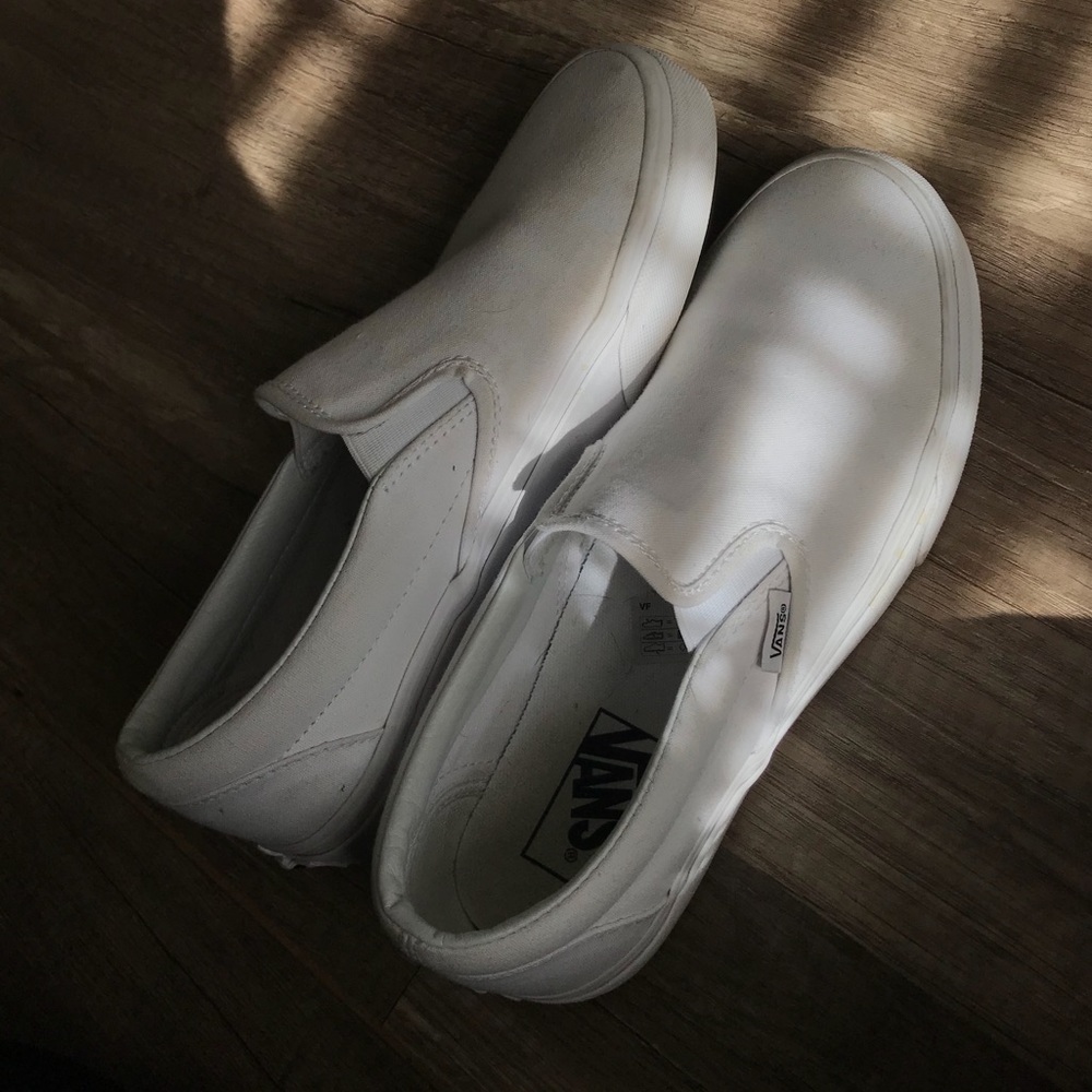 White slip on vans
